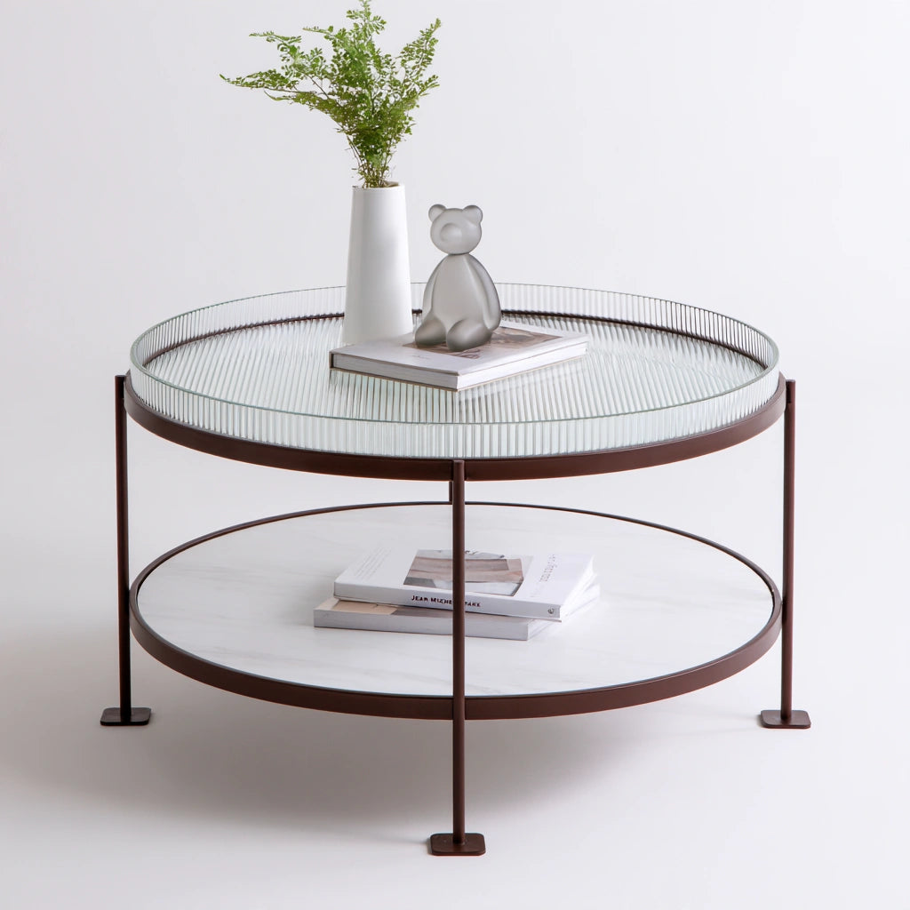 Moderner Couchtisch, mit klarer Formgebung, mit zwei Ebenen, Farbe: grau