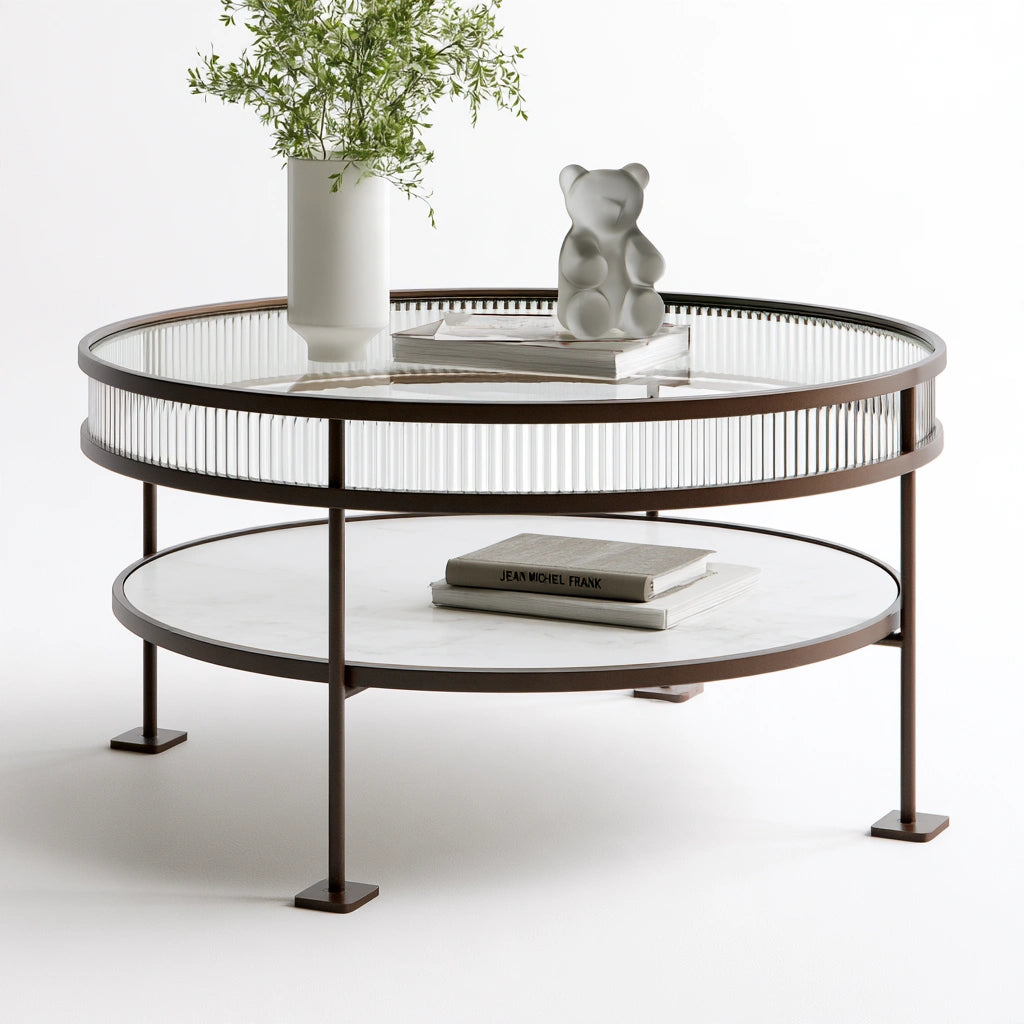 Moderner Couchtisch, mit klarer Formgebung, mit zwei Ebenen, Farbe: grau